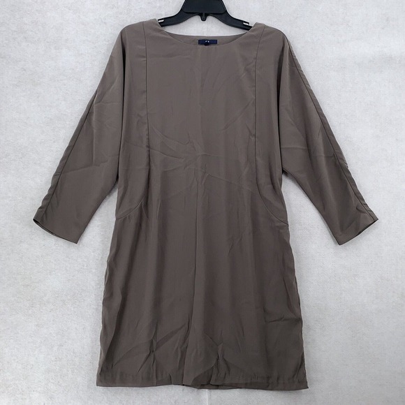 GAP Chiffon Cut Out Back‎ Dolman Dress Taupe Brown Long Sleeve Womens Size S - Picture 8 of 8